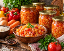 Салат із рисом та овочами «Щедра осінь» на зиму: простий рецепт без зайвого клопоту