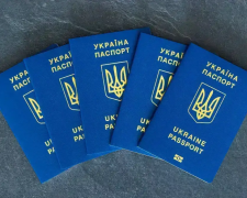Закордонні паспорти України на сірому фоні