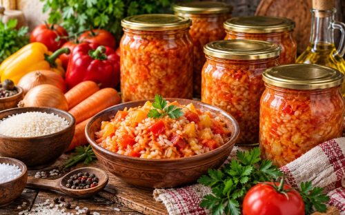 Салат із рисом та овочами «Щедра осінь» на зиму: простий рецепт без зайвого клопоту