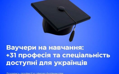 Ваучери на навчання: до переліку додали професії в сферах будівництва, енергетики, транспорту та медицини