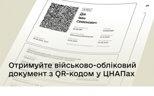 Військовий квиток без відвідування ТЦК можна отримати від сьогодні у будь-якому ЦНАПі