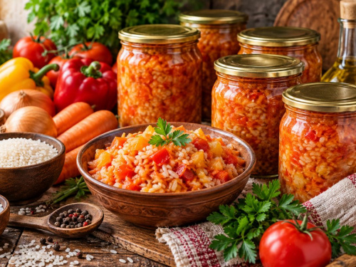 Салат із рисом та овочами «Щедра осінь» на зиму: простий рецепт без зайвого клопоту