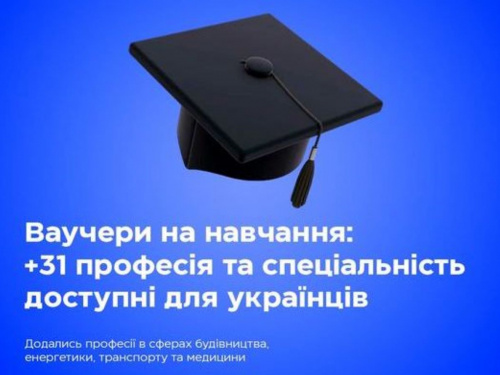 Ваучери на навчання: до переліку додали професії в сферах будівництва, енергетики, транспорту та медицини