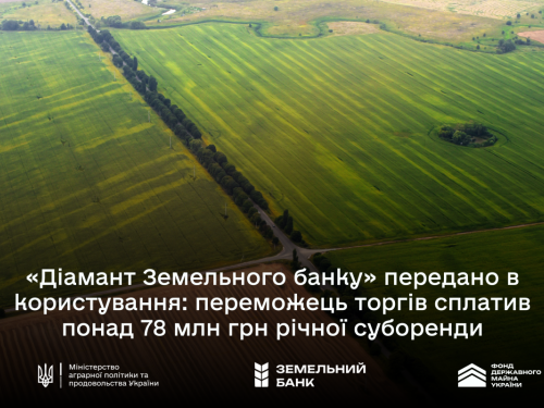 «Діамант Земельного банку» передано в користування власнику з Дніпропетровщини: подробиці