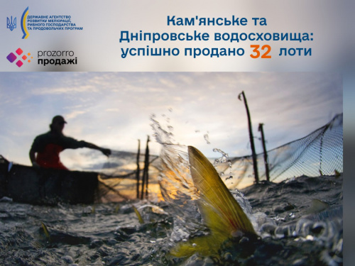 Держрибагентство продало більше двох десятків лотів на вилов водних біоресурсів в Кам’янському водосховищі