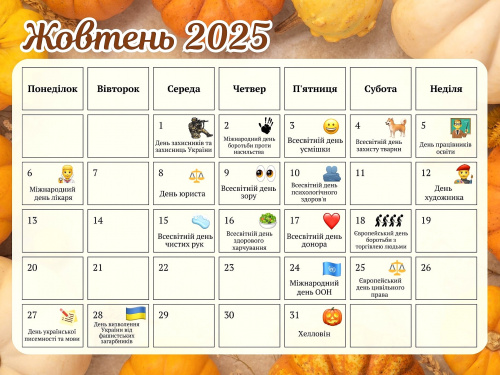 Свята і пам'ятні дати жовтня 2025: коли вітатимуть захисників, вчителів та ріелторів