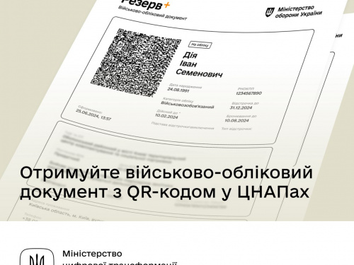 Військовий квиток без відвідування ТЦК можна отримати від сьогодні у будь-якому ЦНАПі