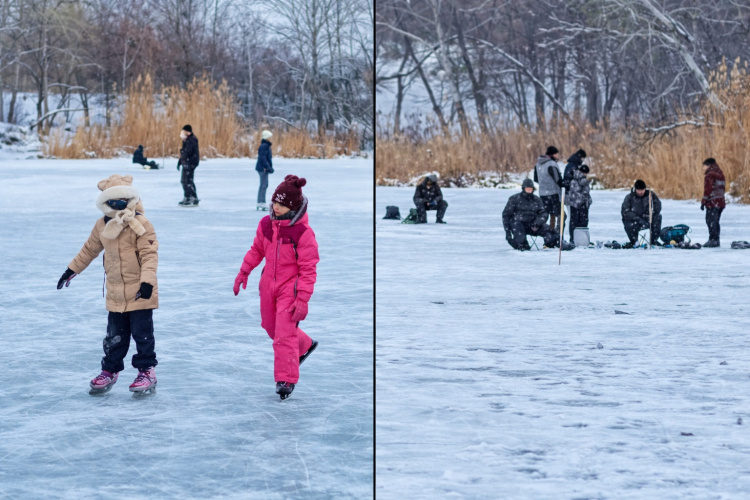 Зимова казка на Лівобережному каналі: як кам’янчани розважаються на льоду