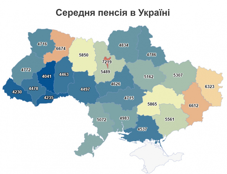 На Дніпропетровщині пересічна пенсія вища за середню по країні майже на п'ятсот гривень: дані по областях