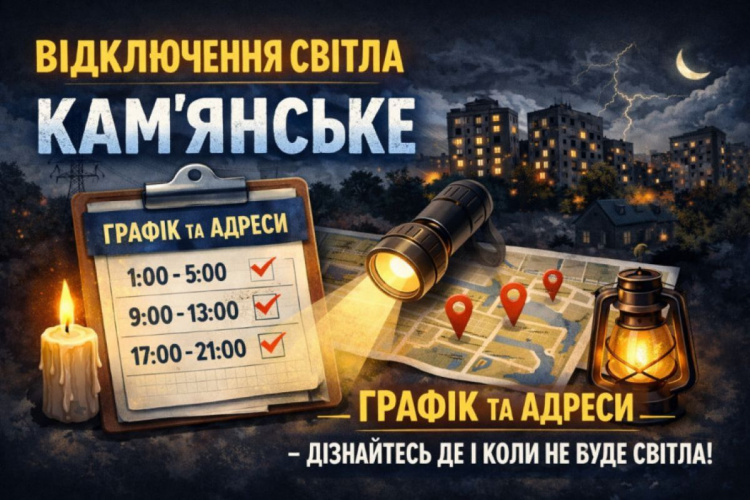 У Кам'янському у вівторок, 28 квітня, вимикатимуть світло: графік та адреси відключень