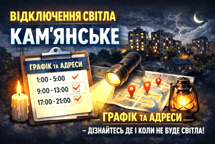 У Кам'янському 25 червня вимикатимуть світло