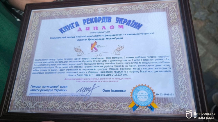 Дніпро увійшов до Книги рекордів України завдяки унікальній вишиванці - фоторепортаж