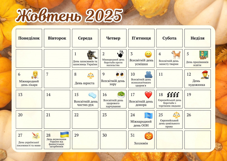 Свята і пам'ятні дати жовтня 2025: коли вітатимуть захисників, вчителів та ріелторів