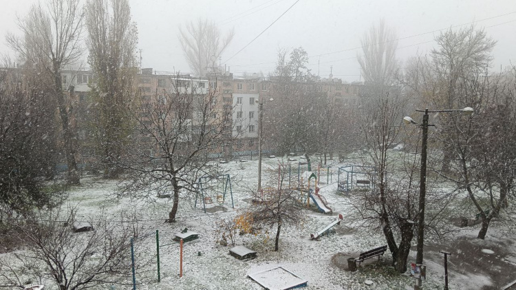 Зима завітала: у Кам'янському випав перший листопадовий сніг